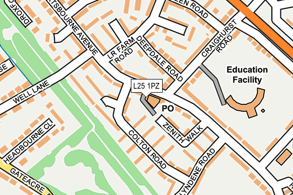 L25 1PZ map - OS OpenMap – Local (Ordnance Survey)