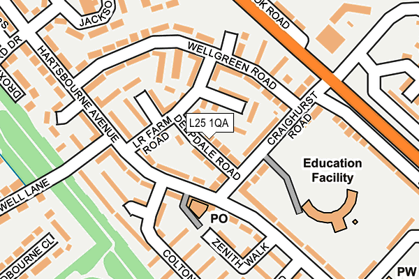 L25 1QA map - OS OpenMap – Local (Ordnance Survey)