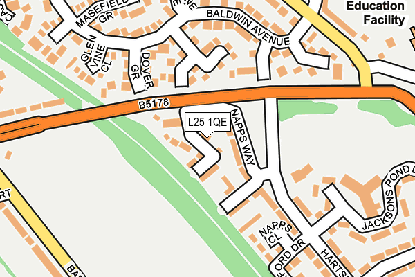 L25 1QE map - OS OpenMap – Local (Ordnance Survey)