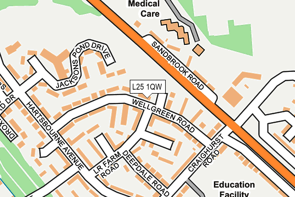 L25 1QW map - OS OpenMap – Local (Ordnance Survey)