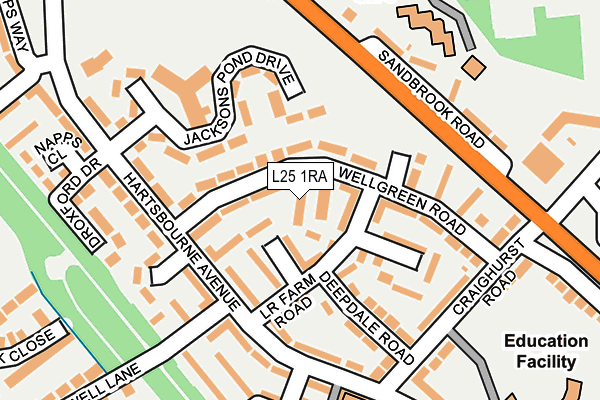 L25 1RA map - OS OpenMap – Local (Ordnance Survey)