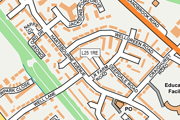 L25 1RE map - OS OpenMap – Local (Ordnance Survey)