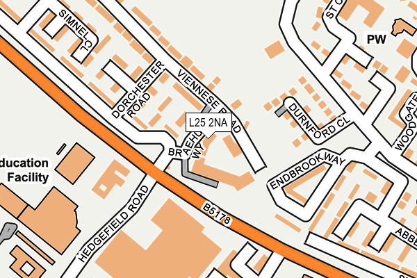 L25 2NA map - OS OpenMap – Local (Ordnance Survey)