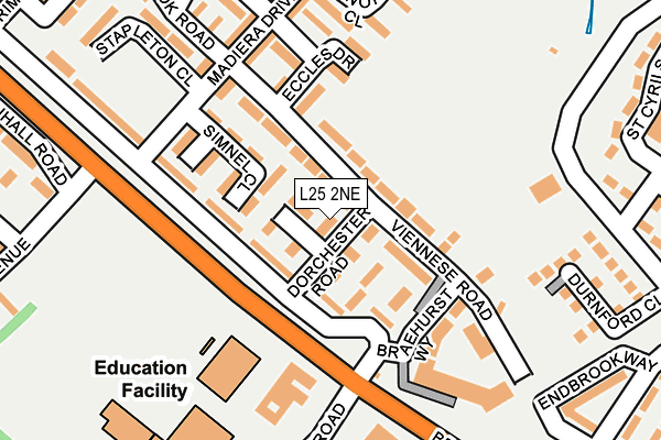 L25 2NE map - OS OpenMap – Local (Ordnance Survey)