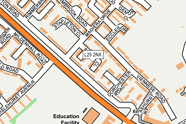 L25 2NX map - OS OpenMap – Local (Ordnance Survey)