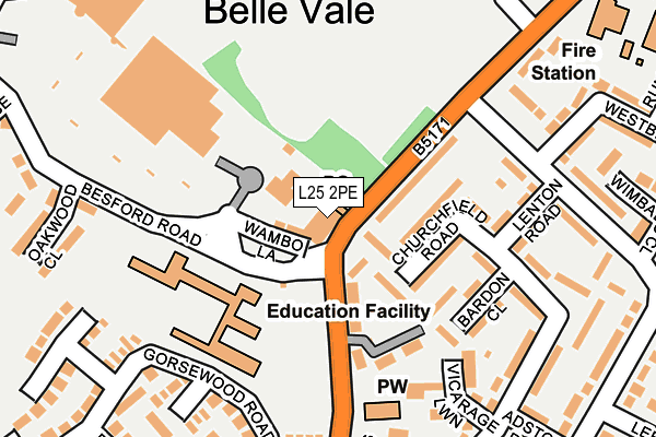 L25 2PE map - OS OpenMap – Local (Ordnance Survey)