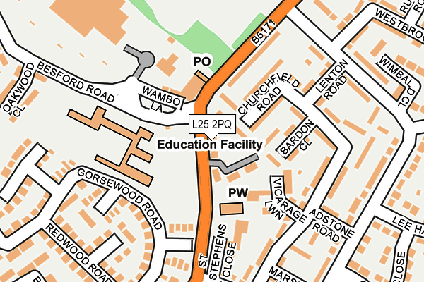 L25 2PQ map - OS OpenMap – Local (Ordnance Survey)