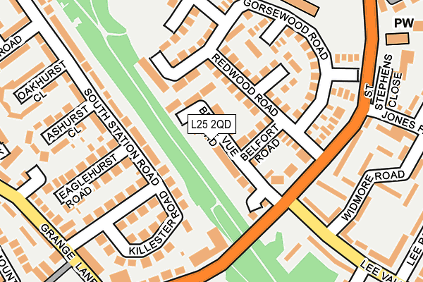 L25 2QD map - OS OpenMap – Local (Ordnance Survey)