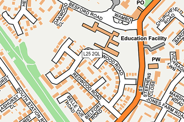 L25 2QL map - OS OpenMap – Local (Ordnance Survey)