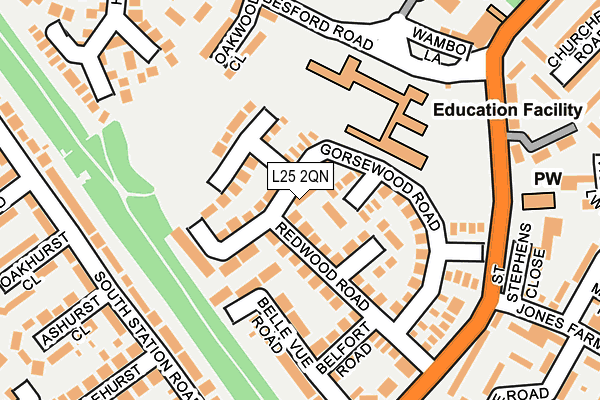 L25 2QN map - OS OpenMap – Local (Ordnance Survey)