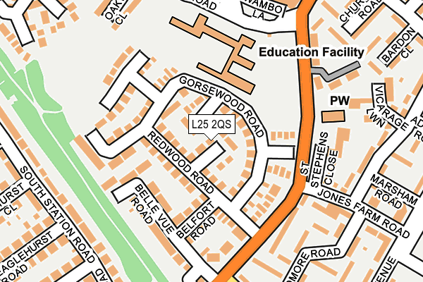 L25 2QS map - OS OpenMap – Local (Ordnance Survey)