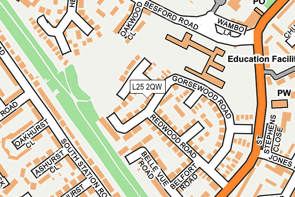 L25 2QW map - OS OpenMap – Local (Ordnance Survey)
