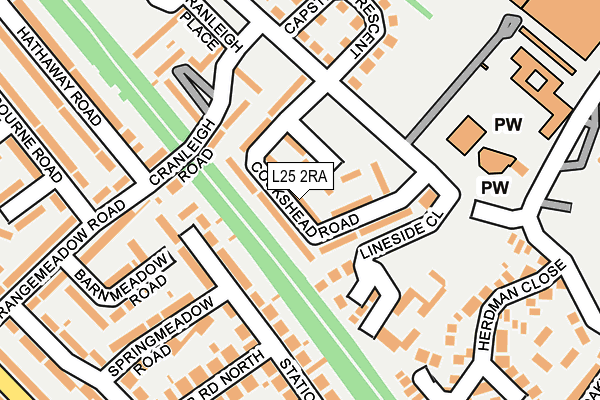 L25 2RA map - OS OpenMap – Local (Ordnance Survey)
