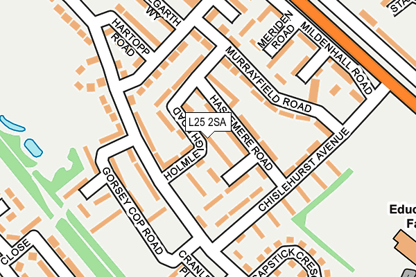 L25 2SA map - OS OpenMap – Local (Ordnance Survey)