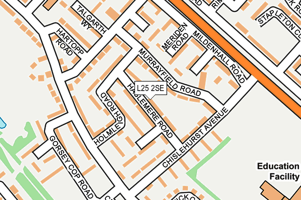 L25 2SE map - OS OpenMap – Local (Ordnance Survey)