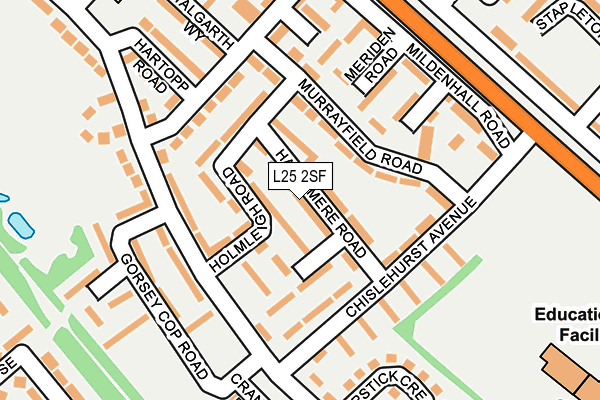 L25 2SF map - OS OpenMap – Local (Ordnance Survey)