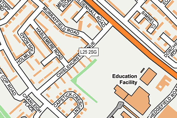 L25 2SG map - OS OpenMap – Local (Ordnance Survey)