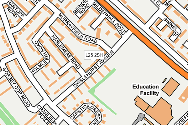 L25 2SH map - OS OpenMap – Local (Ordnance Survey)