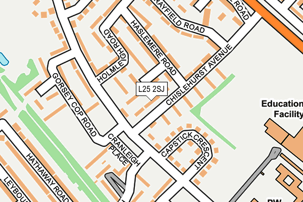 L25 2SJ map - OS OpenMap – Local (Ordnance Survey)