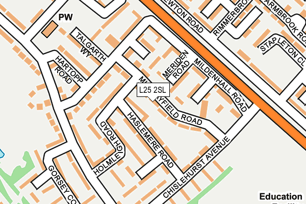 L25 2SL map - OS OpenMap – Local (Ordnance Survey)