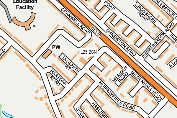 L25 2SN map - OS OpenMap – Local (Ordnance Survey)