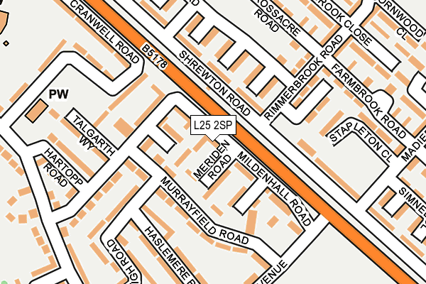 L25 2SP map - OS OpenMap – Local (Ordnance Survey)