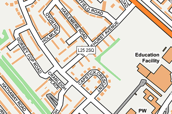 L25 2SQ map - OS OpenMap – Local (Ordnance Survey)