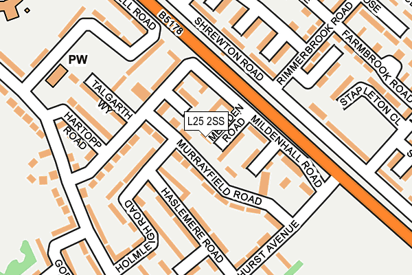 L25 2SS map - OS OpenMap – Local (Ordnance Survey)