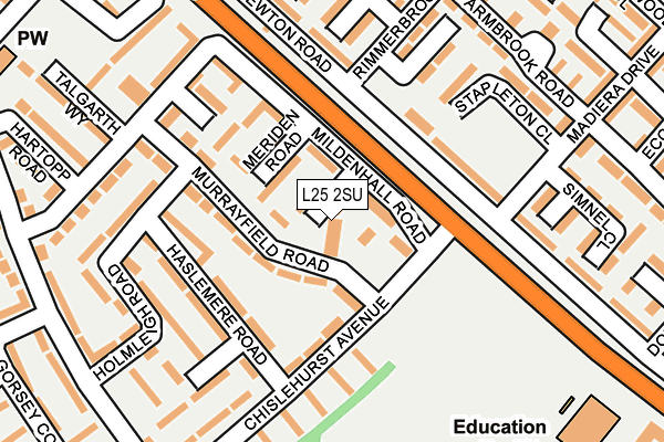 L25 2SU map - OS OpenMap – Local (Ordnance Survey)