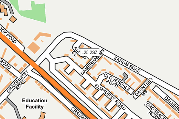 L25 2SZ map - OS OpenMap – Local (Ordnance Survey)