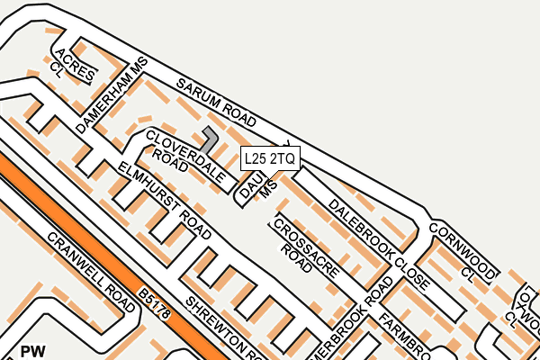 L25 2TQ map - OS OpenMap – Local (Ordnance Survey)