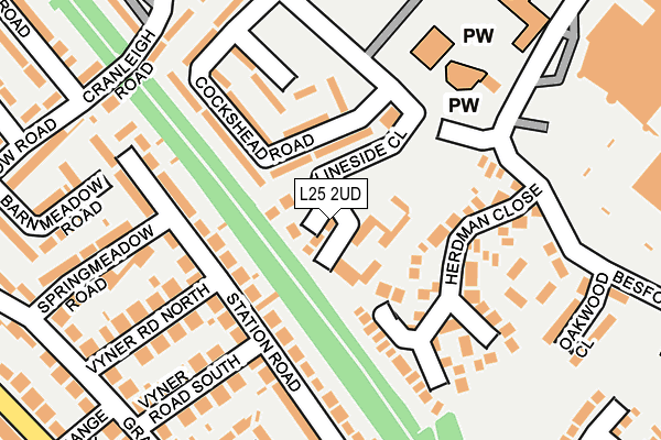 L25 2UD map - OS OpenMap – Local (Ordnance Survey)