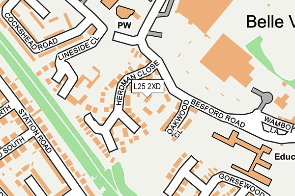 L25 2XD map - OS OpenMap – Local (Ordnance Survey)