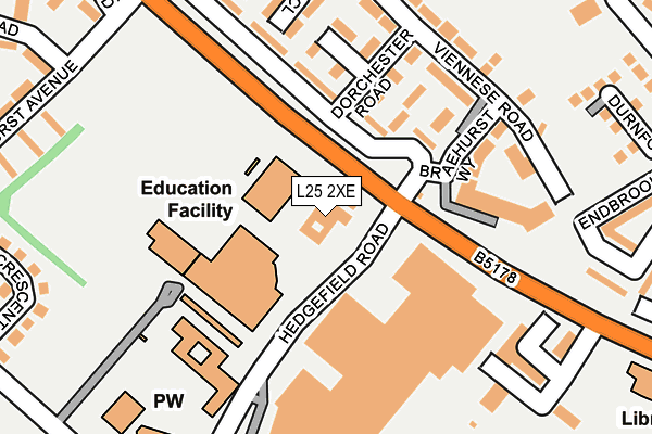 L25 2XE map - OS OpenMap – Local (Ordnance Survey)
