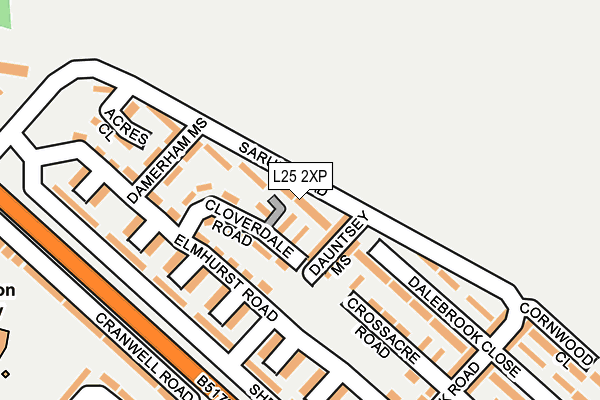 L25 2XP map - OS OpenMap – Local (Ordnance Survey)