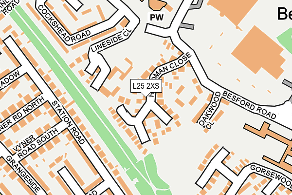 L25 2XS map - OS OpenMap – Local (Ordnance Survey)