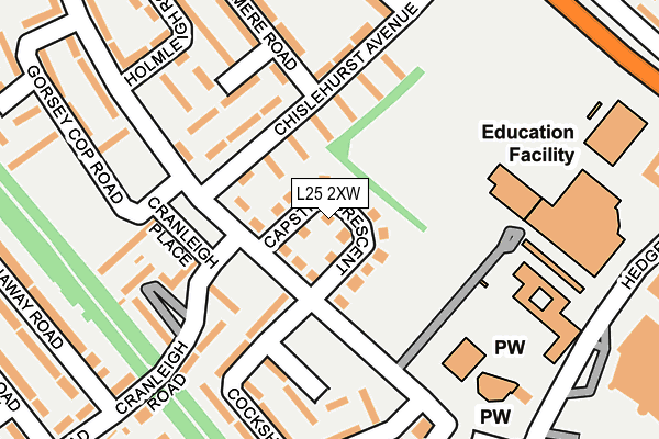 L25 2XW map - OS OpenMap – Local (Ordnance Survey)