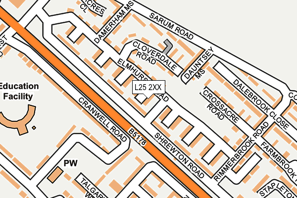 L25 2XX map - OS OpenMap – Local (Ordnance Survey)