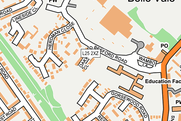 L25 2XZ map - OS OpenMap – Local (Ordnance Survey)