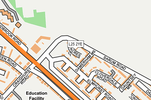 L25 2YE map - OS OpenMap – Local (Ordnance Survey)