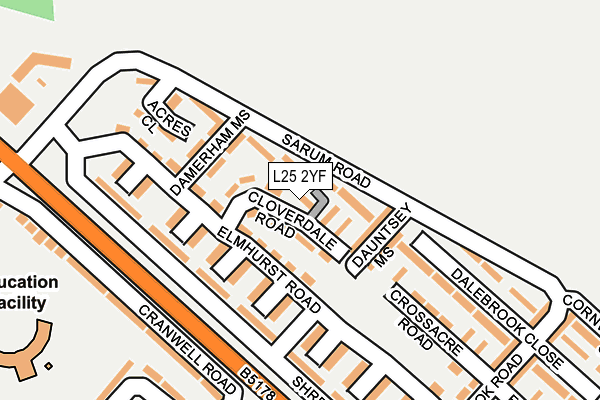 L25 2YF map - OS OpenMap – Local (Ordnance Survey)