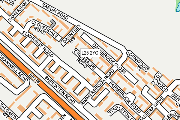 L25 2YG map - OS OpenMap – Local (Ordnance Survey)