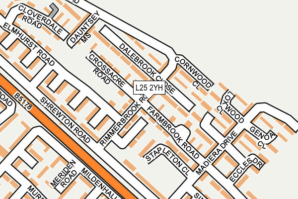 L25 2YH map - OS OpenMap – Local (Ordnance Survey)