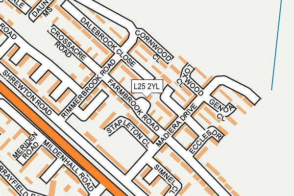 L25 2YL map - OS OpenMap – Local (Ordnance Survey)