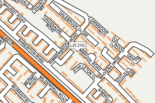 L25 2YQ map - OS OpenMap – Local (Ordnance Survey)