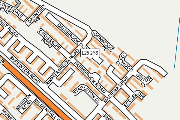 L25 2YS map - OS OpenMap – Local (Ordnance Survey)