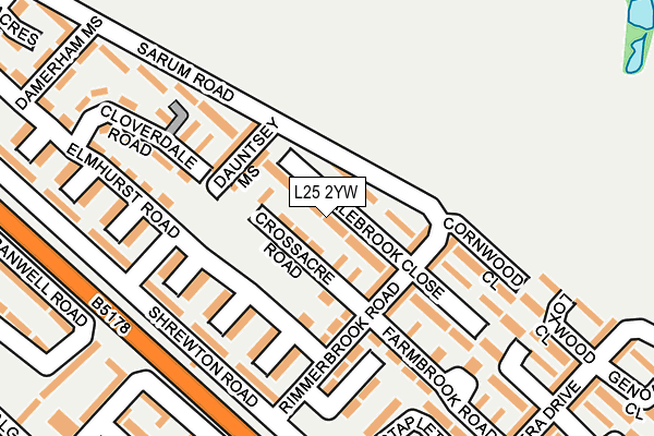 L25 2YW map - OS OpenMap – Local (Ordnance Survey)