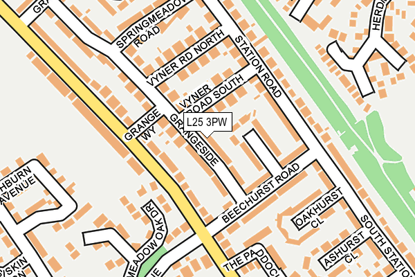 L25 3PW map - OS OpenMap – Local (Ordnance Survey)