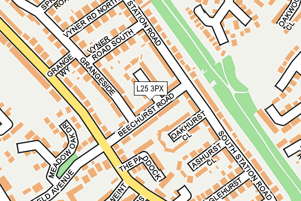 L25 3PX map - OS OpenMap – Local (Ordnance Survey)