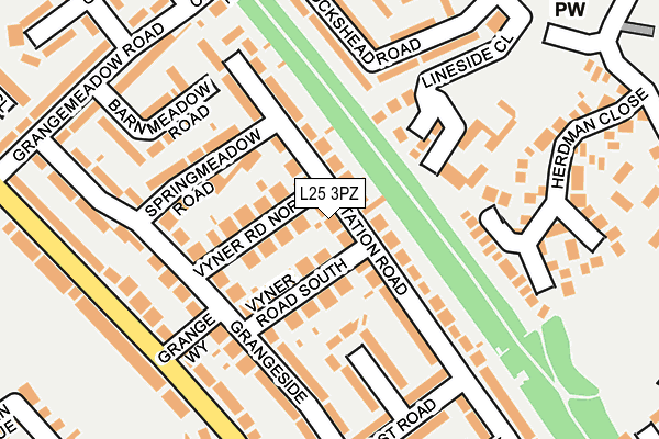L25 3PZ map - OS OpenMap – Local (Ordnance Survey)